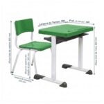 Conjunto Escolar Verde com Mesa e Cadeira 03 a 06 Anos