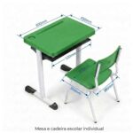 Conjunto Escolar Verde com Mesa e Cadeira 03 a 06 Anos