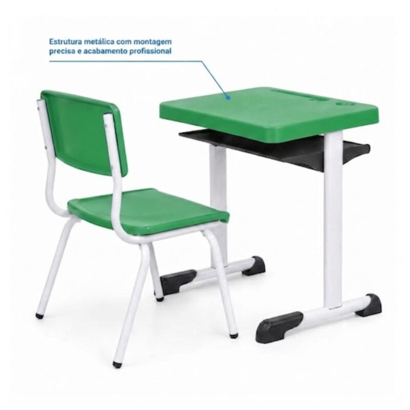 Conjunto Escolar Verde com Mesa e Cadeira 03 a 06 Anos