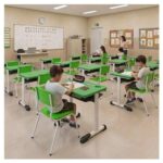 Conjunto Escolar Verde com Mesa e Cadeira 06 a 10 Anos
