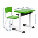 Conjunto Escolar Verde com Mesa e Cadeira 06 a 10 Anos