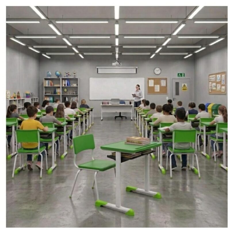 Conjunto Escolar Verde com Mesa e Cadeira 06 a 10 Anos