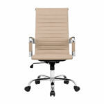 Cadeira Presidente Charles Eames Esteirinha Fendi em vista frontal, com encosto alto e base de cinco hastes.
