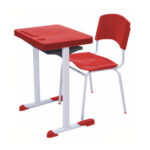Kit Escolar Individual VERMELHO – (Mesa e Cadeira) – ADULTO – POLLO MÓVEIS - COR VERMELHO - 40082
