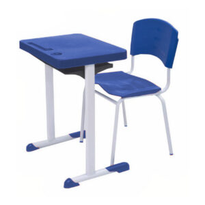 Kit Escolar Individual AZUL – (Mesa e Cadeira) – ADULTO – POLLO MÓVEIS - COR AZUL - 40081