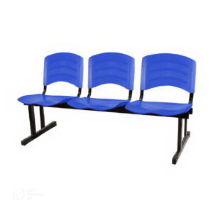 Cadeira Longarina PLÁSTICA 03 Lugares - Cor Azul - POLLO MÓVEIS - 33023