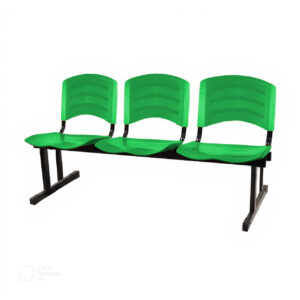 Cadeira Longarina PLÁSTICA 03 Lugares - Cor Verde - POLLO MÓVEIS - 33024
