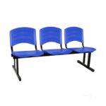 Kit 05 Cadeiras Longarinas PLÁSTICAS 03 Lugares - Cor Azul - POLLO MÓVEIS - 33052