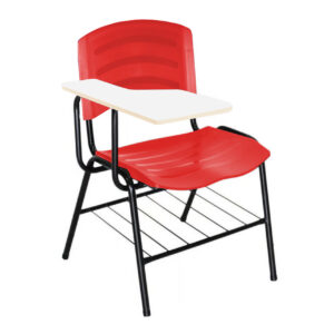 Cadeira Universitária Plástica com Prancheta MDF - COR VERMELHO - POLLO MÓVEIS - 34017