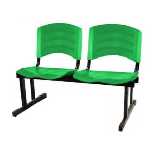 Cadeira Longarina PLÁSTICA 02 Lugares - Cor Verde - POLLO MÓVEIS - 33029