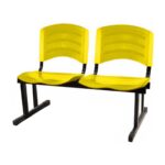 Cadeira Longarina PLÁSTICA 02 Lugares - Cor Amarelo - POLLO MÓVEIS - 33030
