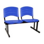 Cadeira Longarina PLÁSTICA 02 Lugares - Cor Azul - POLLO MÓVEIS - 33028