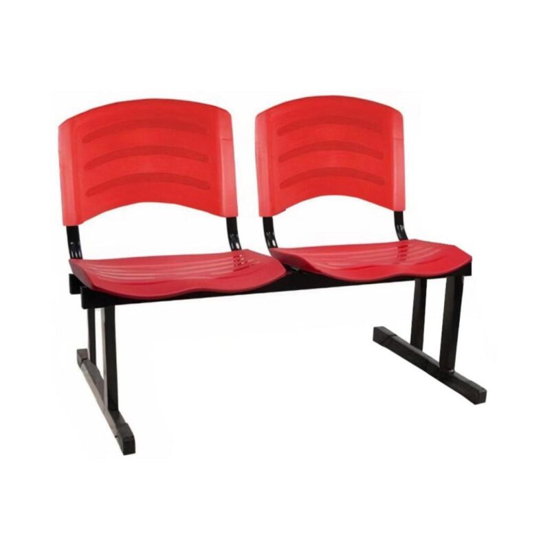 Cadeira Longarina PLÁSTICA 02 Lugares - Cor Vermelho - POLLO MÓVEIS - 33027