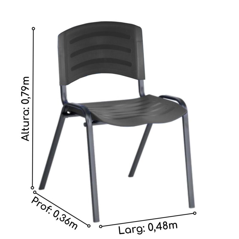 Cadeira Fixa Plástica  04 pés Cor Preto (Polipropileno) - Pollo Móveis - 31206