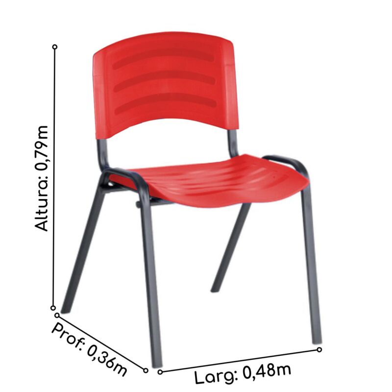 Cadeira Fixa Plástica 04 pés Cor Vermelho (Polipropileno) - Pollo Móveis - 31208