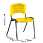 Cadeira Fixa Plástica 04 pés Cor Amarelo (Polipropileno) - Pollo Móveis - 31209