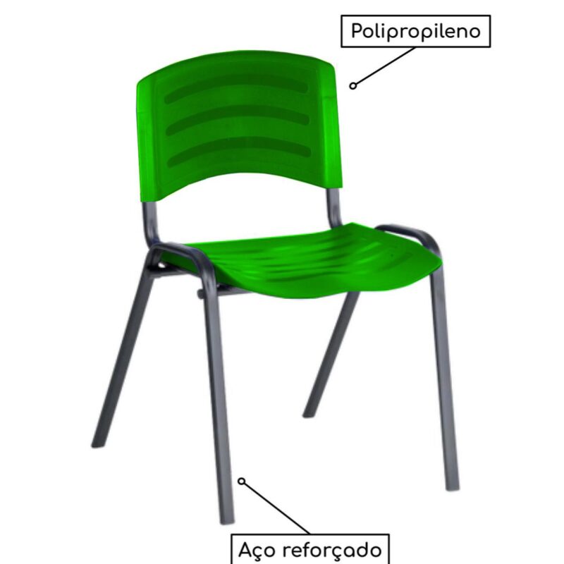 Cadeira Fixa Plástica 04 pés Cor Verde (Polipropileno) - Pollo Móveis - 31210