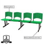 Cadeira Longarina PLASTICA 4 Lugares Cor Verde 33091