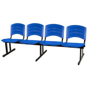 Cadeira Longarina PLASTICA 4 Lugares Cor Azul - POLLO MÓVEIS - 33098