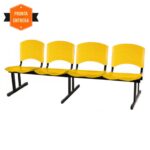 Cadeira Longarina PLASTICA 4 Lugares Cor Amarelo - POLLO MÓVEIS - 33097