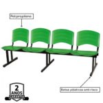 Cadeira Longarina PLASTICA 4 Lugares Cor Verde - POLLO MÓVEIS - 33099