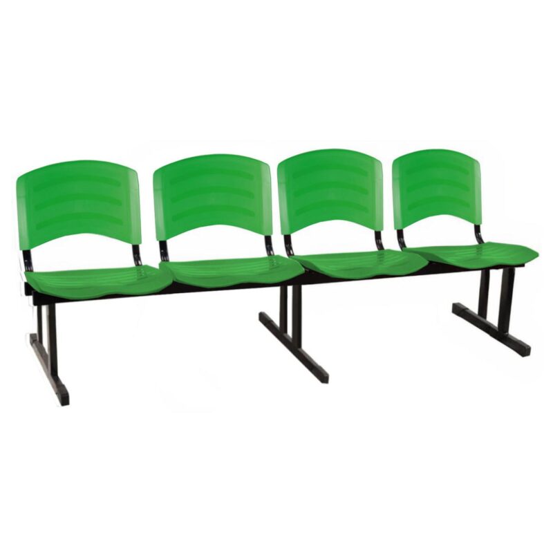 Cadeira Longarina PLASTICA 4 Lugares Cor Verde - POLLO MÓVEIS - 33099