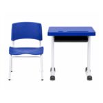 Conjunto Escolar Individual Adulto com Mesa e Cadeira Azul