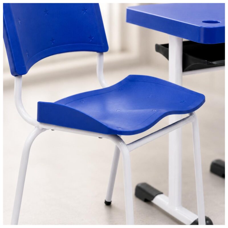 Conjunto Escolar Individual Adulto com Mesa e Cadeira Azul