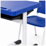 Conjunto Escolar Individual Adulto com Mesa e Cadeira Azul