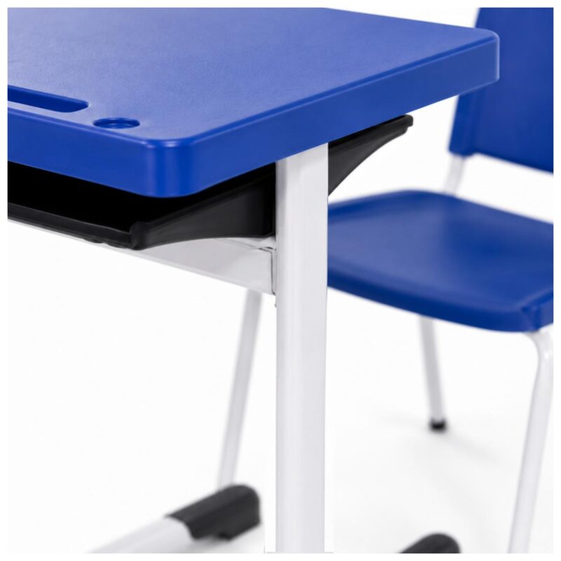 Conjunto Escolar Individual Adulto com Mesa e Cadeira Azul