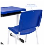 Conjunto Escolar Individual Adulto com Mesa e Cadeira Azul
