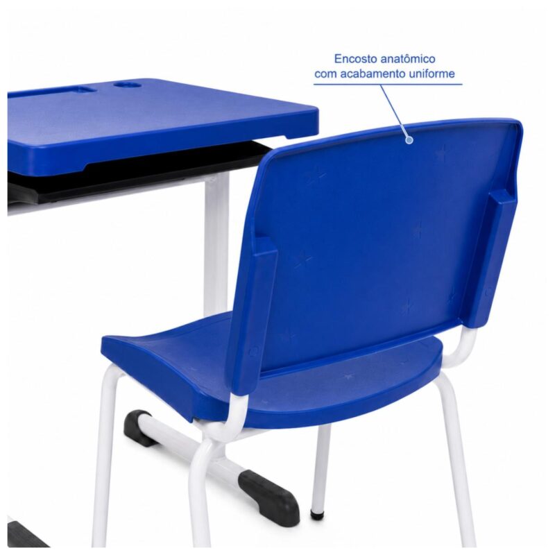 Conjunto Escolar Individual Adulto com Mesa e Cadeira Azul