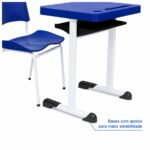 Conjunto Escolar Individual Adulto com Mesa e Cadeira Azul