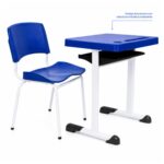 Conjunto Escolar Individual Adulto com Mesa e Cadeira Azul