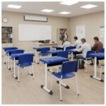 Conjunto Escolar Individual Adulto com Mesa e Cadeira Azul