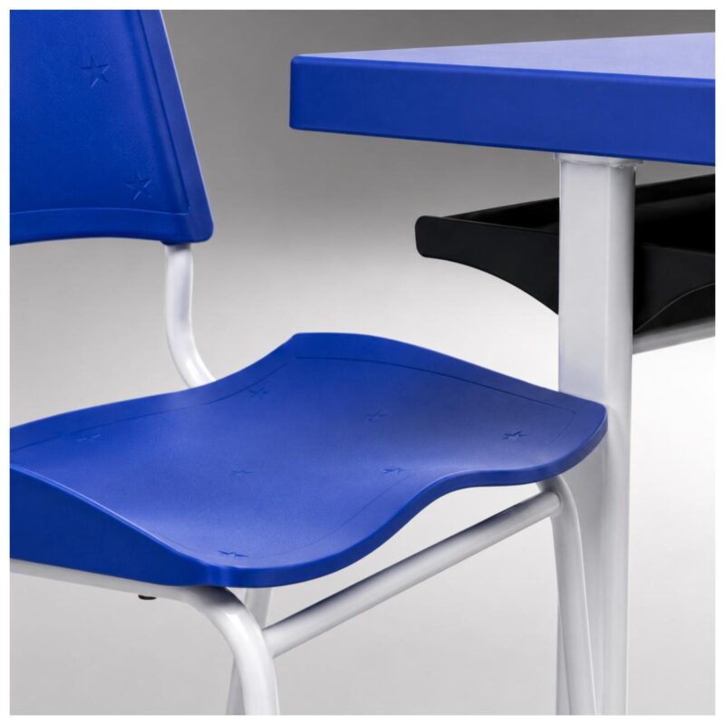 Conjunto Escolar Individual Adulto com Mesa e Cadeira Azul