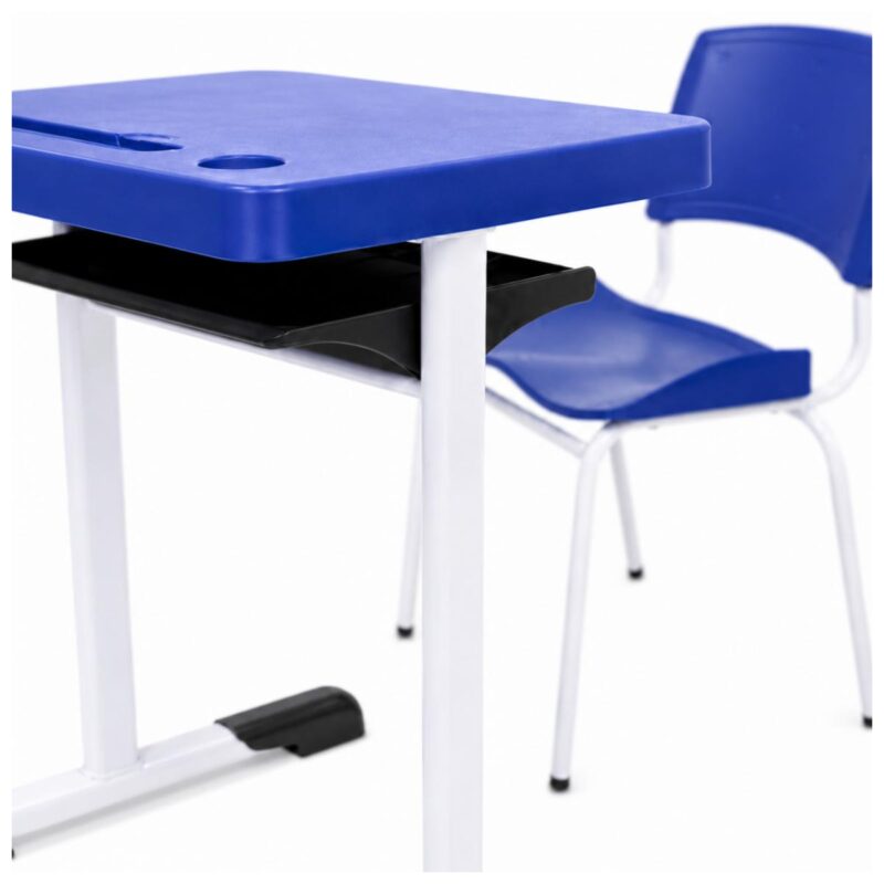 Conjunto Escolar Individual Adulto com Mesa e Cadeira Azul