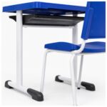 Conjunto Escolar Individual Adulto com Mesa e Cadeira Azul