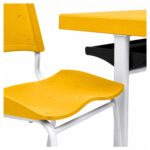Conjunto Escolar Individual Adulto com Mesa e Cadeira Amarelo