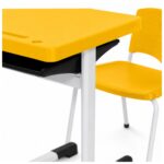 Conjunto Escolar Individual Adulto com Mesa e Cadeira Amarelo