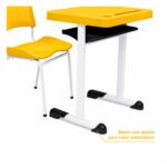 Conjunto Escolar Individual Adulto com Mesa e Cadeira Amarelo
