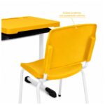 Conjunto Escolar Individual Adulto com Mesa e Cadeira Amarelo