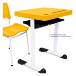 Conjunto Escolar Individual Adulto com Mesa e Cadeira Amarelo