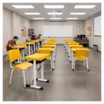 Conjunto Escolar Individual Adulto com Mesa e Cadeira Amarelo