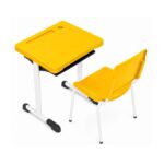 Conjunto Escolar Individual Adulto com Mesa e Cadeira Amarelo