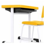 Conjunto Escolar Individual Adulto com Mesa e Cadeira Amarelo