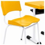 Conjunto Escolar Individual Adulto com Mesa e Cadeira Amarelo