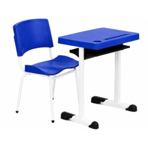 Conjunto Escolar Individual Adulto com Mesa e Cadeira Azul