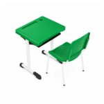 Conjunto Escolar Individual Adulto com Mesa e Cadeira Verde