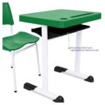 Conjunto Escolar Individual Adulto com Mesa e Cadeira Verde